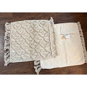 Envogue Boho Pillow Covers Hand Woven Fringe Glitter Heavyweight 20”x20” Shams